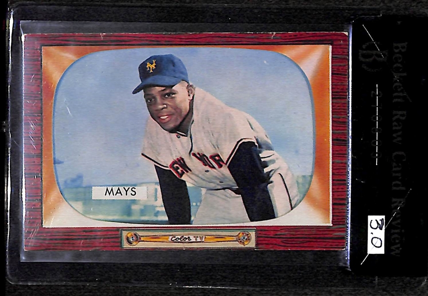 Lot of 2 - 1955 Bowman Willie Mays #184 BVG 3.0 & Hank Aaron #179 BVG 2.5